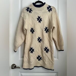 Vintage Wool-Knit Ivory Sweater Dress S